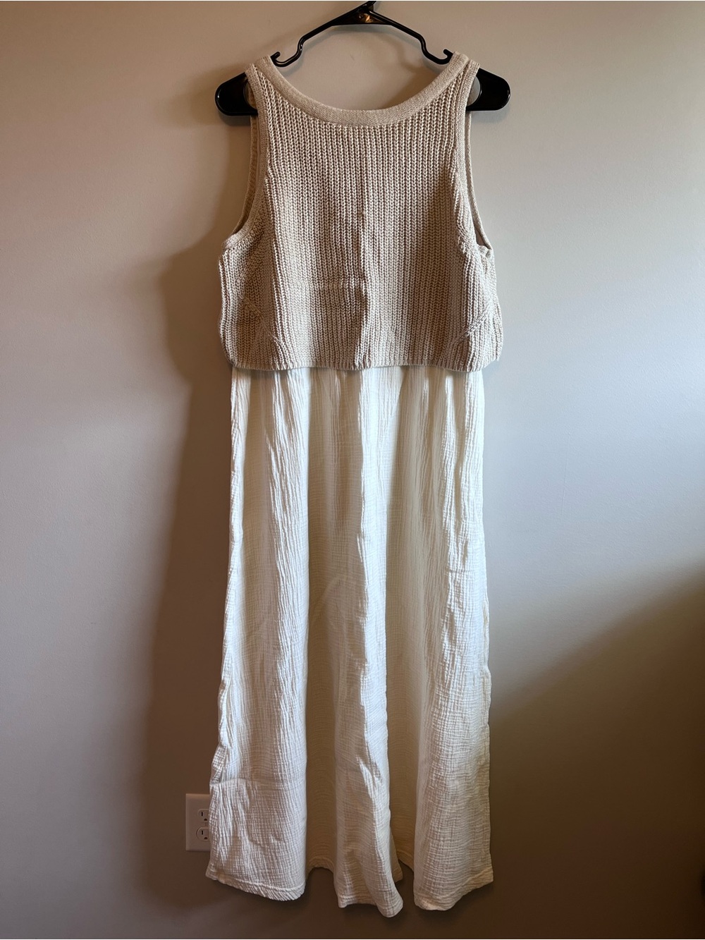 Moth Cream Knit Tank Top Dress (One Piece)